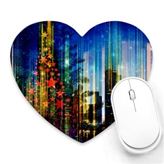 Skyline Frankfurt Christmas Star Heart Mousepads by Wegoenart