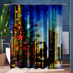 Skyline Frankfurt Christmas Star Shower Curtain 60  X 72  (medium) 