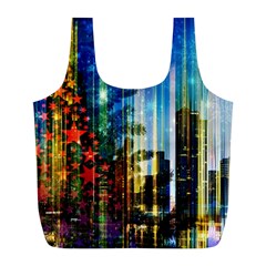 Skyline Frankfurt Christmas Star Full Print Recycle Bag (l) by Wegoenart