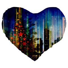 Skyline Frankfurt Christmas Star Large 19  Premium Flano Heart Shape Cushions by Wegoenart