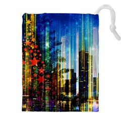 Skyline Frankfurt Christmas Star Drawstring Pouch (5xl) by Wegoenart