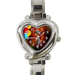 Cute Little Harlequin Heart Italian Charm Watch by FantasyWorld7