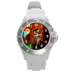 Cute Little Harlequin Round Plastic Sport Watch (l) by FantasyWorld7