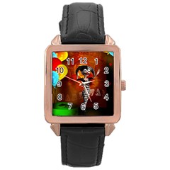 Cute Little Harlequin Rose Gold Leather Watch  by FantasyWorld7