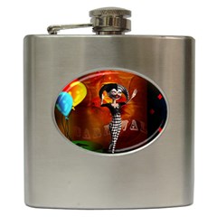 Cute Little Harlequin Hip Flask (6 Oz) by FantasyWorld7