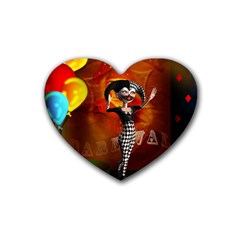 Cute Little Harlequin Rubber Coaster (heart)  by FantasyWorld7