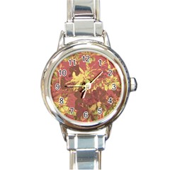 Tropical Vintage Floral Artwork Print Round Italian Charm Watch by dflcprintsclothing