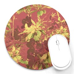 Tropical Vintage Floral Artwork Print Round Mousepads by dflcprintsclothing