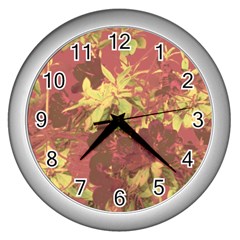 Tropical Vintage Floral Artwork Print Wall Clock (silver) by dflcprintsclothing