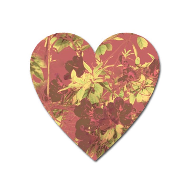 Tropical Vintage Floral Artwork Print Heart Magnet