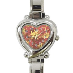 Tropical Vintage Floral Artwork Print Heart Italian Charm Watch by dflcprintsclothing