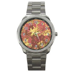 Tropical Vintage Floral Artwork Print Sport Metal Watch by dflcprintsclothing