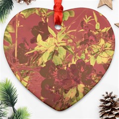 Tropical Vintage Floral Artwork Print Heart Ornament (two Sides) by dflcprintsclothing