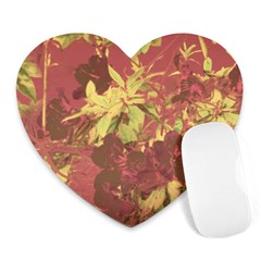 Tropical Vintage Floral Artwork Print Heart Mousepads by dflcprintsclothing