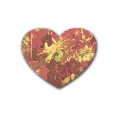 Tropical Vintage Floral Artwork Print Heart Coaster (4 Pack) 