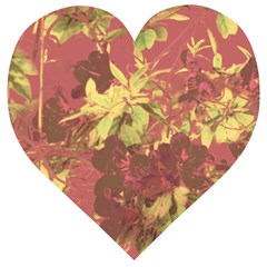 Tropical Vintage Floral Artwork Print Wooden Puzzle Heart by dflcprintsclothing