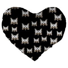 Bats In The Night Ornate Large 19  Premium Heart Shape Cushions by pepitasart