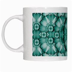 Sea And Florals In Deep Love White Mugs by pepitasart