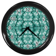 Sea And Florals In Deep Love Wall Clock (black) by pepitasart