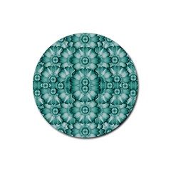 Sea And Florals In Deep Love Rubber Coaster (round)  by pepitasart