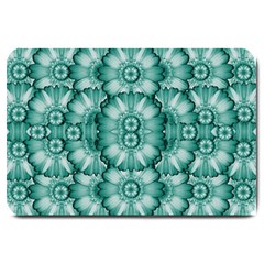 Sea And Florals In Deep Love Large Doormat  by pepitasart