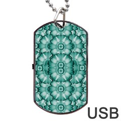 Sea And Florals In Deep Love Dog Tag Usb Flash (one Side) by pepitasart