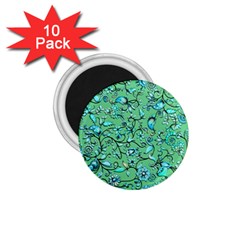 Green Flowers 1 75  Magnets (10 Pack) 