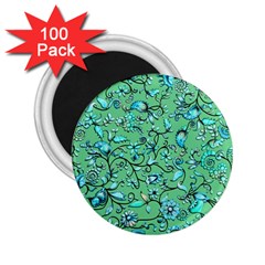 Green Flowers 2 25  Magnets (100 Pack) 