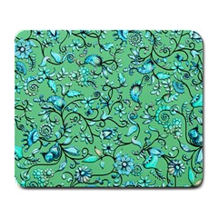 Green Flowers Large Mousepads by ZeeBee