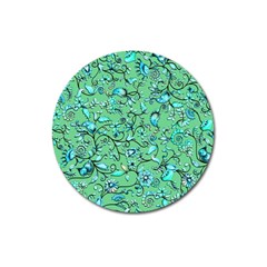 Green Flowers Magnet 3  (round)