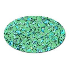 Green Flowers Oval Magnet