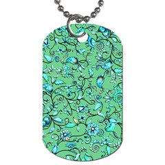 Green Flowers Dog Tag (one Side)