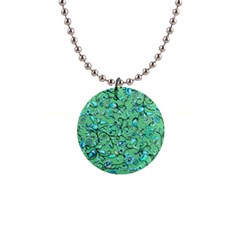 Green Flowers 1  Button Necklace by ZeeBee