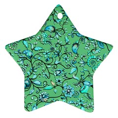 Green Flowers Star Ornament (two Sides)