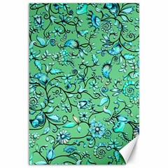 Green Flowers Canvas 12  X 18 