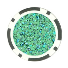 Green Flowers Poker Chip Card Guard by ZeeBee