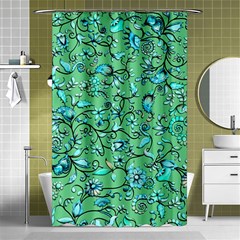 Green Flowers Shower Curtain 48  X 72  (small) 