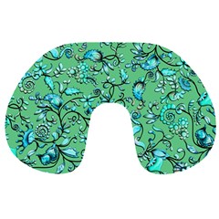 Green Flowers Travel Neck Pillow