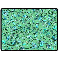 Green Flowers Double Sided Fleece Blanket (large) 