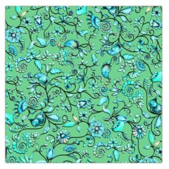 Green Flowers Large Satin Scarf (square)