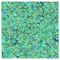 Green Flowers Wooden Puzzle Square