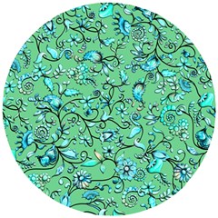 Green Flowers Wooden Puzzle Round