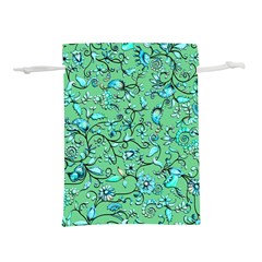 Green Flowers Lightweight Drawstring Pouch (l)