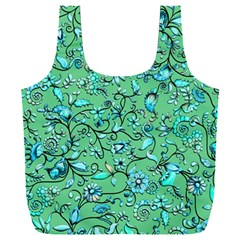 Green Flowers Full Print Recycle Bag (xxl) by ZeeBee