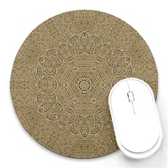 Wood In The Forest And Stars Mandala Round Mousepads by pepitasart