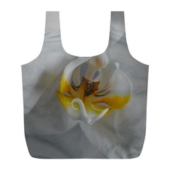 Orchidée Blanche Fleur Full Print Recycle Bag (l) by kcreatif