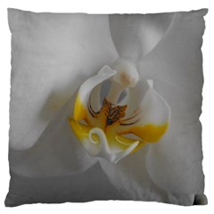 Orchidée Blanche Fleur Large Flano Cushion Case (two Sides) by kcreatif