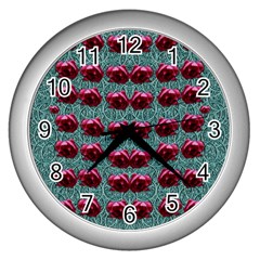 Forest Roses On Decorative Wood Wall Clock (silver) by pepitasart