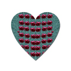 Forest Roses On Decorative Wood Heart Magnet by pepitasart