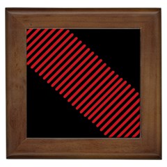 Bandes Lignes Rouge Framed Tile by kcreatif